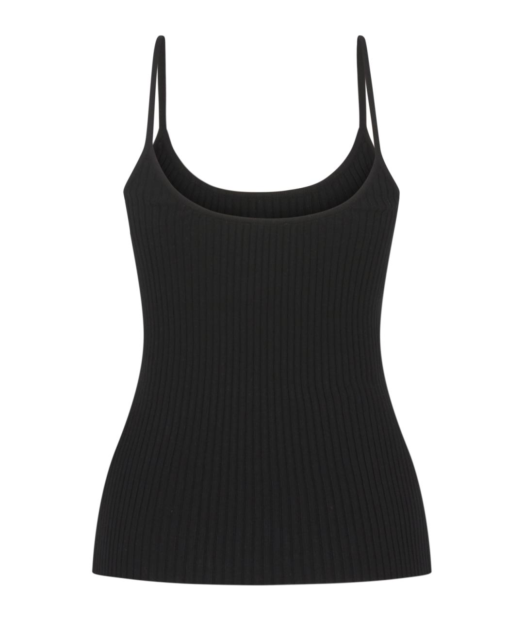 COURREGES Черная хлопко-эластановая майка, фото 2