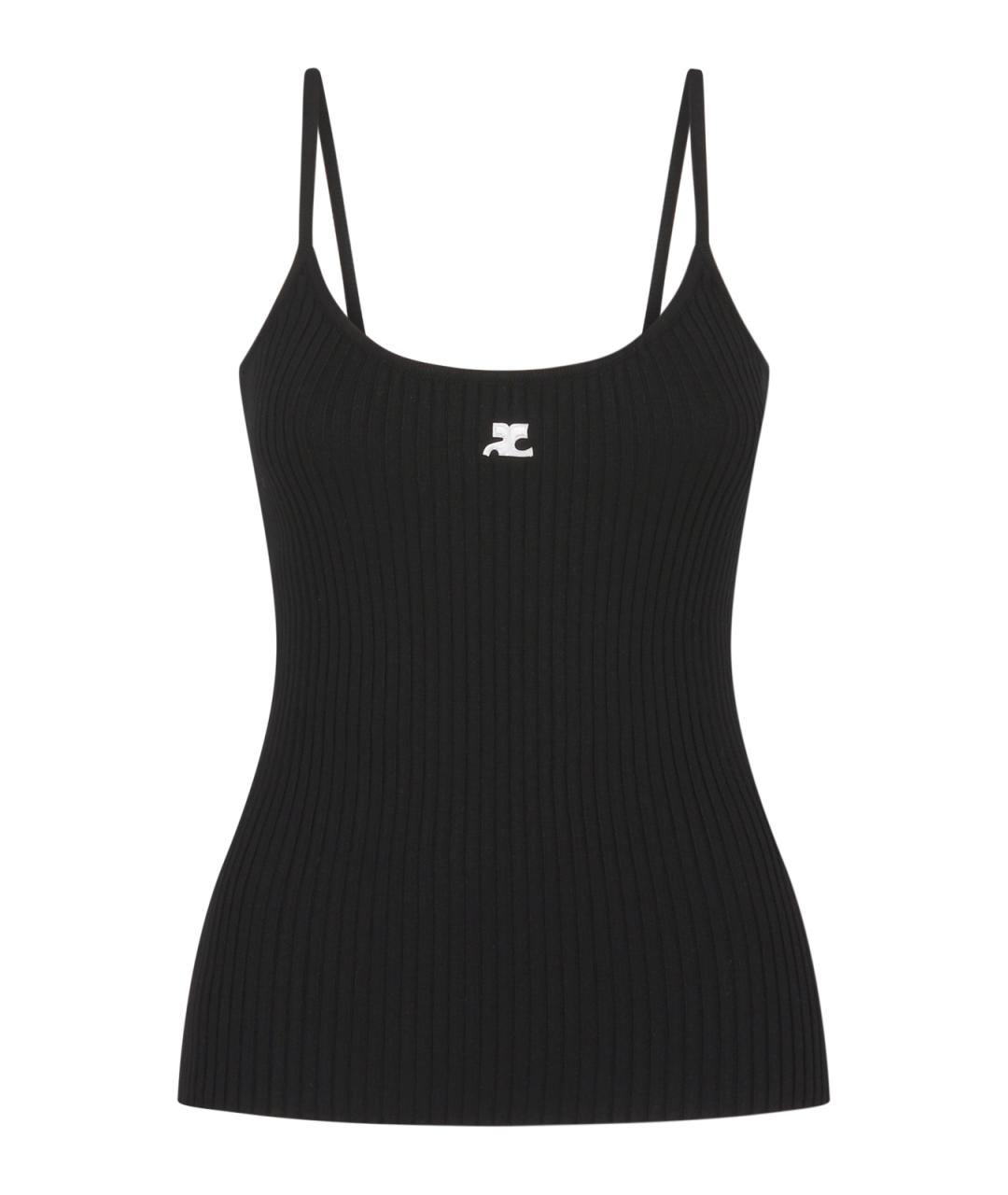 COURREGES Черная хлопко-эластановая майка, фото 1