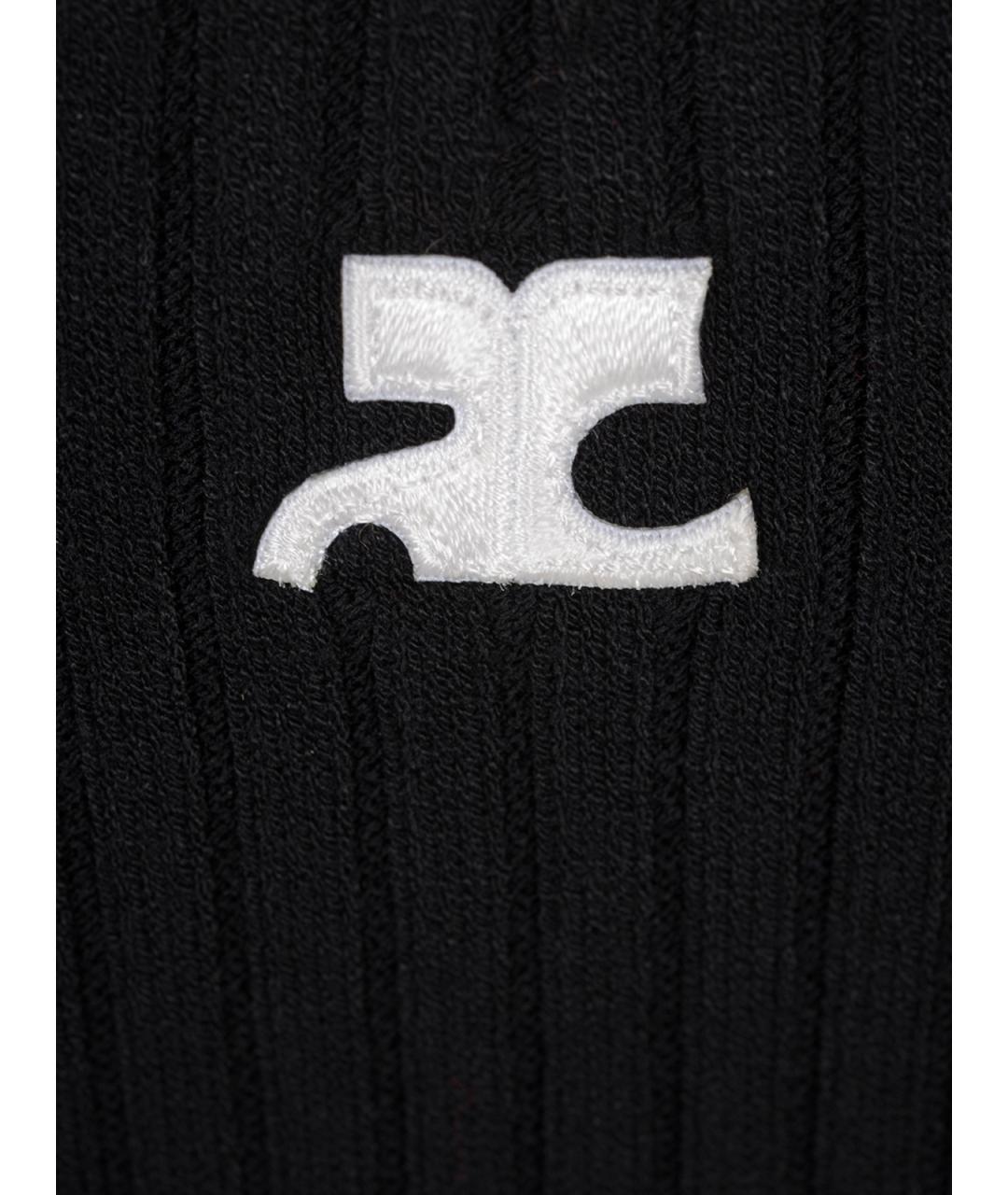 COURREGES Черная хлопко-эластановая майка, фото 3