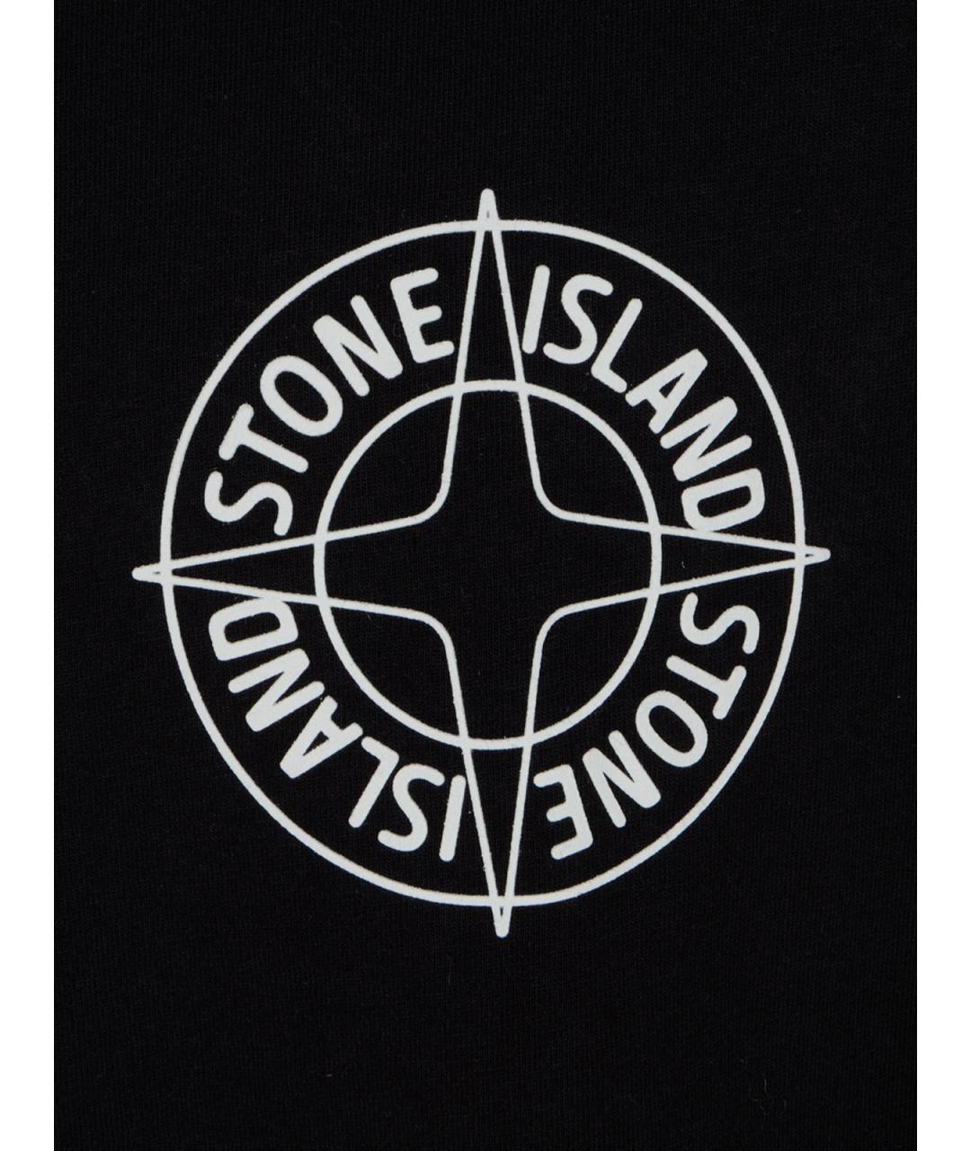STONE ISLAND Черная хлопковая футболка, фото 3
