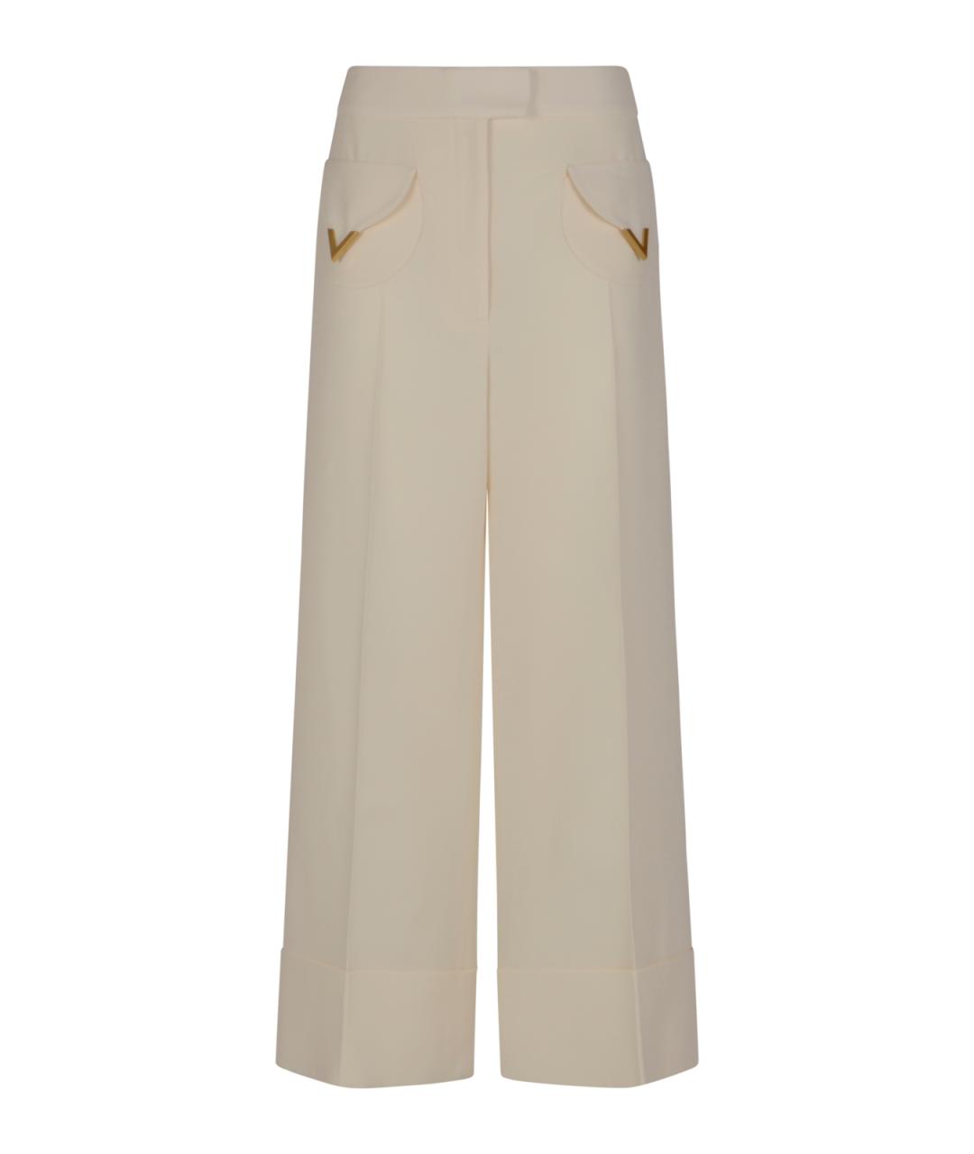 VALENTINO Бежевые шерстяные прямые брюки, фото 1