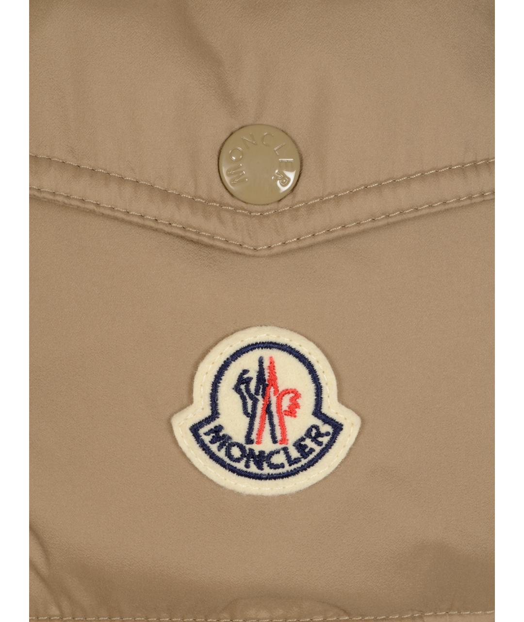 MONCLER Бежевый полиамидовый пуховик, фото 3