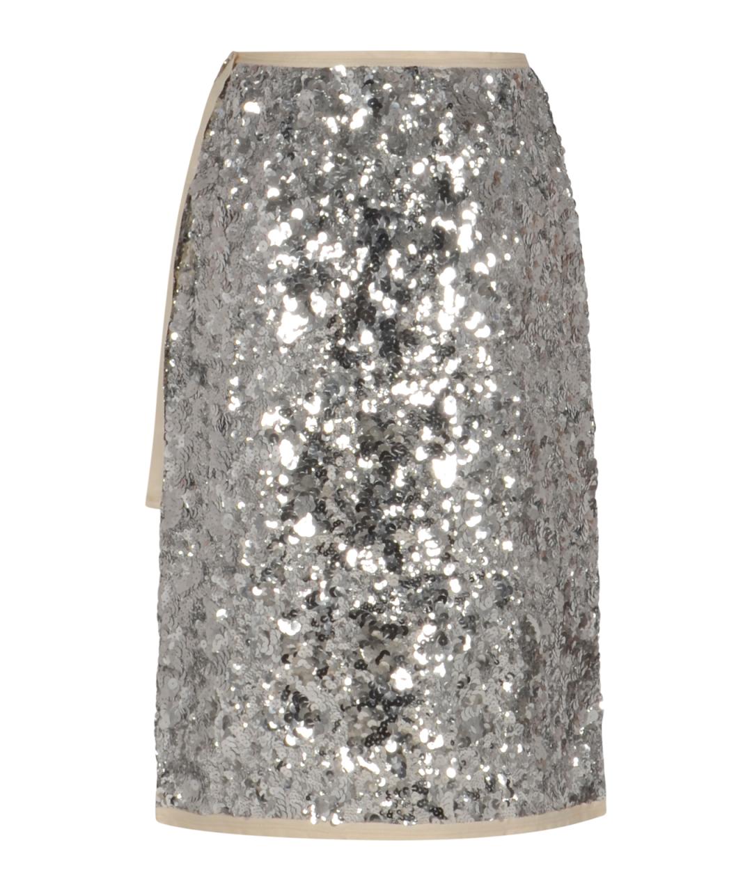 PRADA Серебряная полиэстеровая юбка миди, фото 2