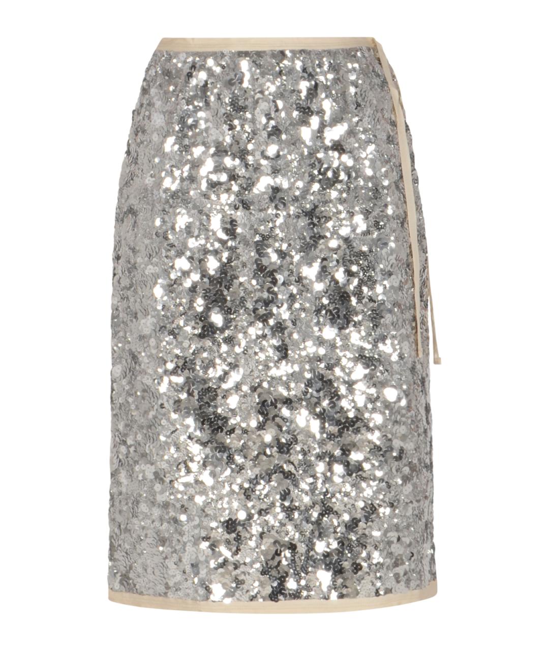 PRADA Серебряная полиэстеровая юбка миди, фото 1