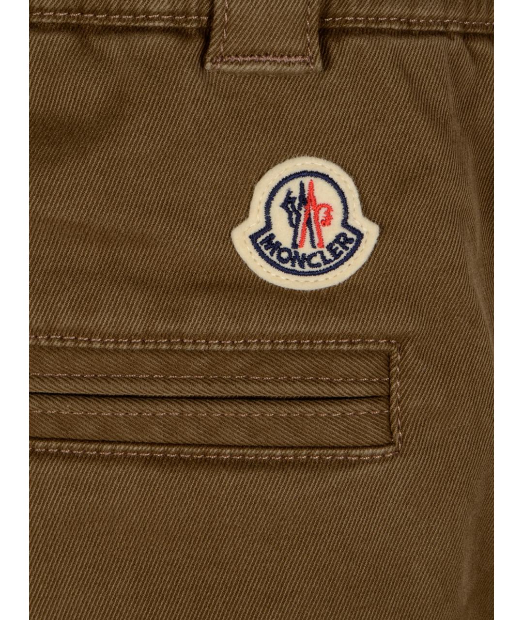MONCLER Коричневые хлопковые повседневные брюки, фото 3
