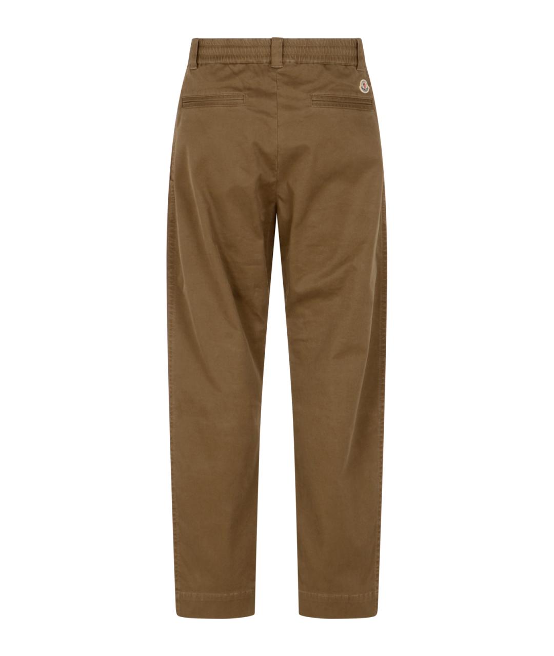 MONCLER Коричневые хлопковые повседневные брюки, фото 2