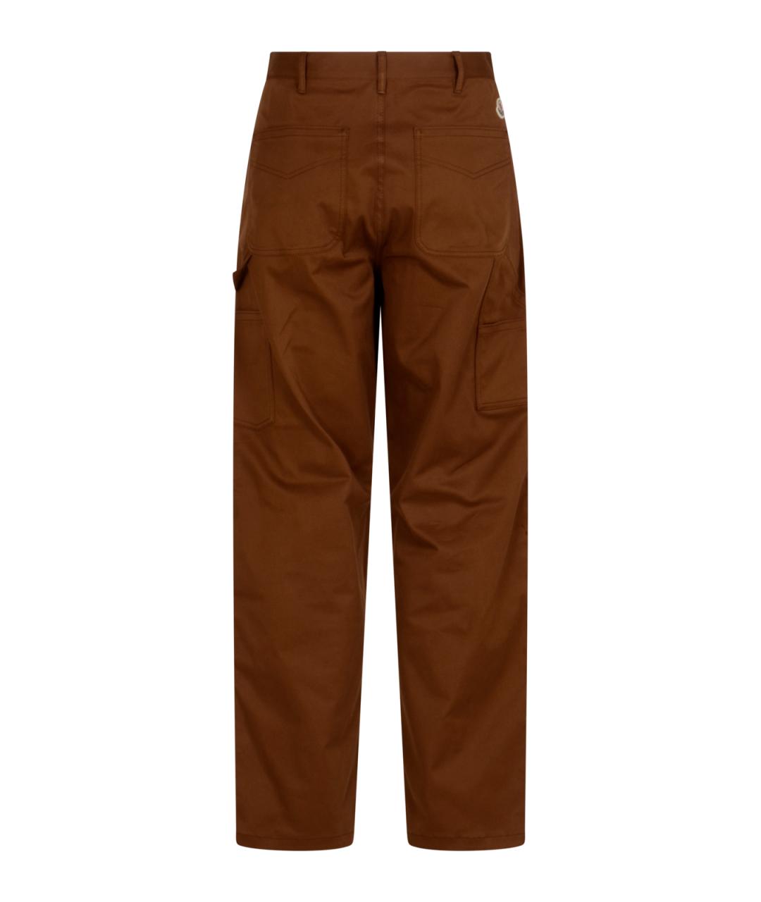 MONCLER Коричневые хлопковые повседневные брюки, фото 2