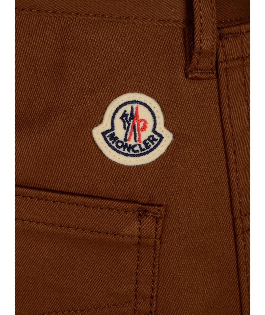 MONCLER Коричневые хлопковые повседневные брюки, фото 3