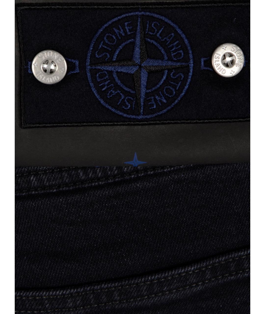 STONE ISLAND Темно-синие хлопковые прямые джинсы, фото 3