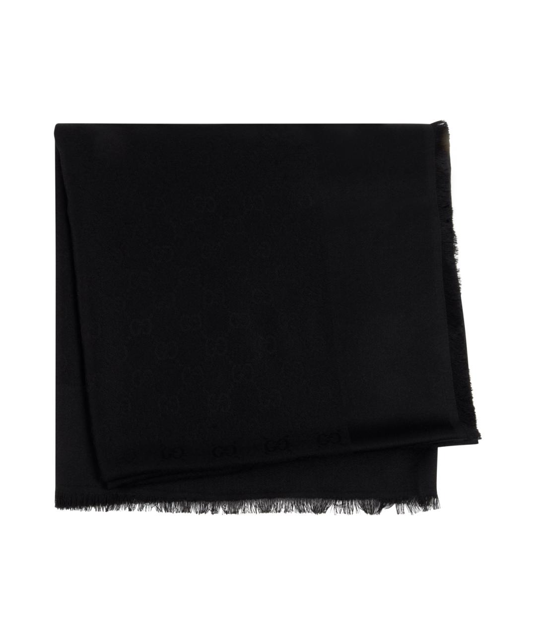 GUCCI Черный шерстяной шарф, фото 1