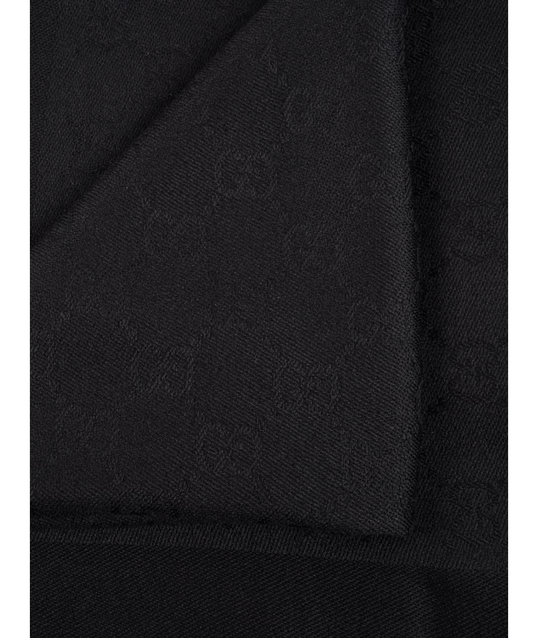 GUCCI Черный шерстяной шарф, фото 2