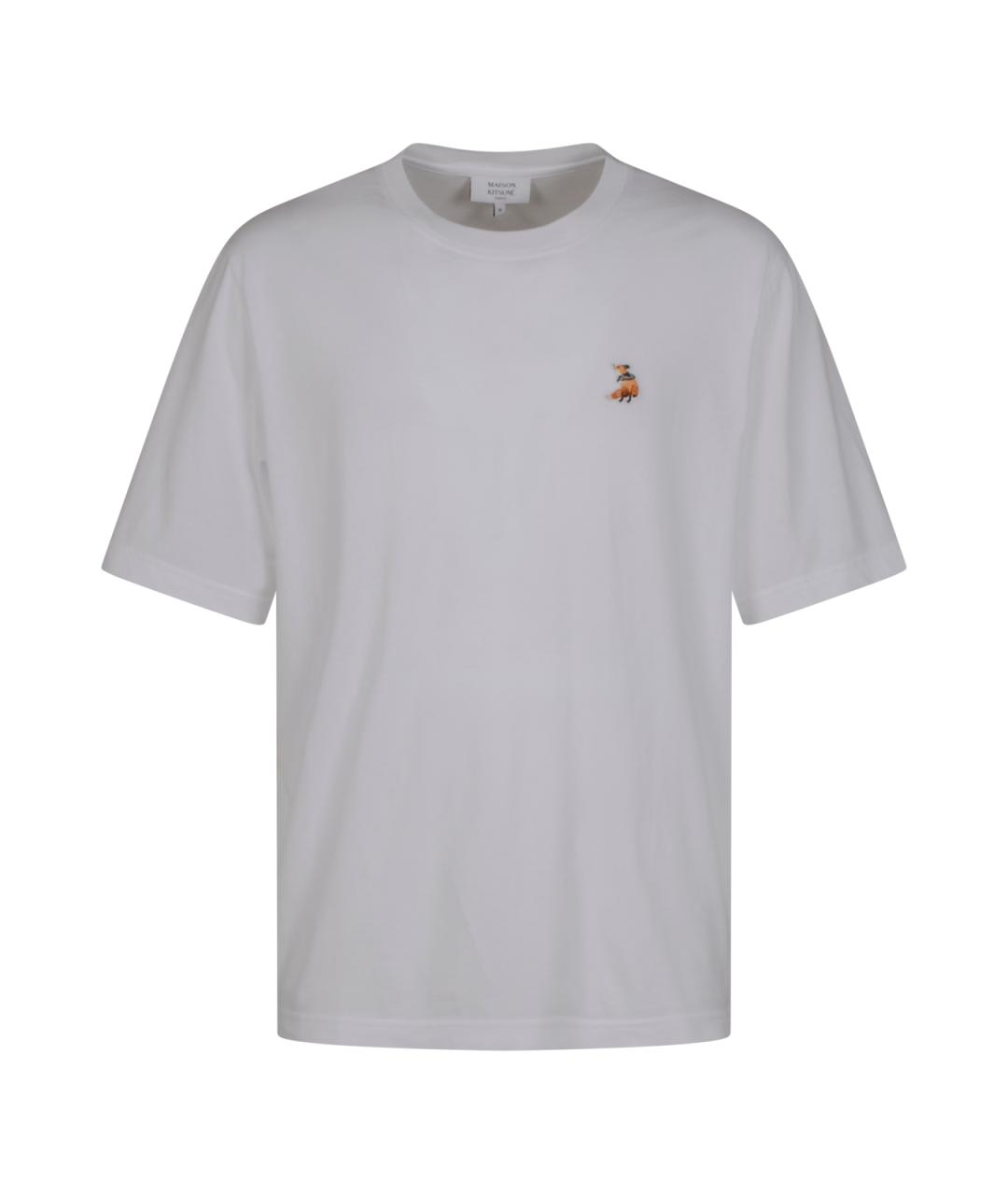 MAISON KITSUNE Белая хлопковая футболка, фото 1