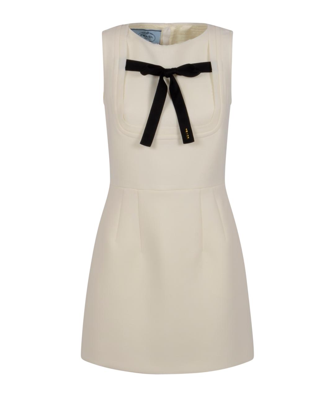 PRADA Белое шерстяное коктейльное платье, фото 1