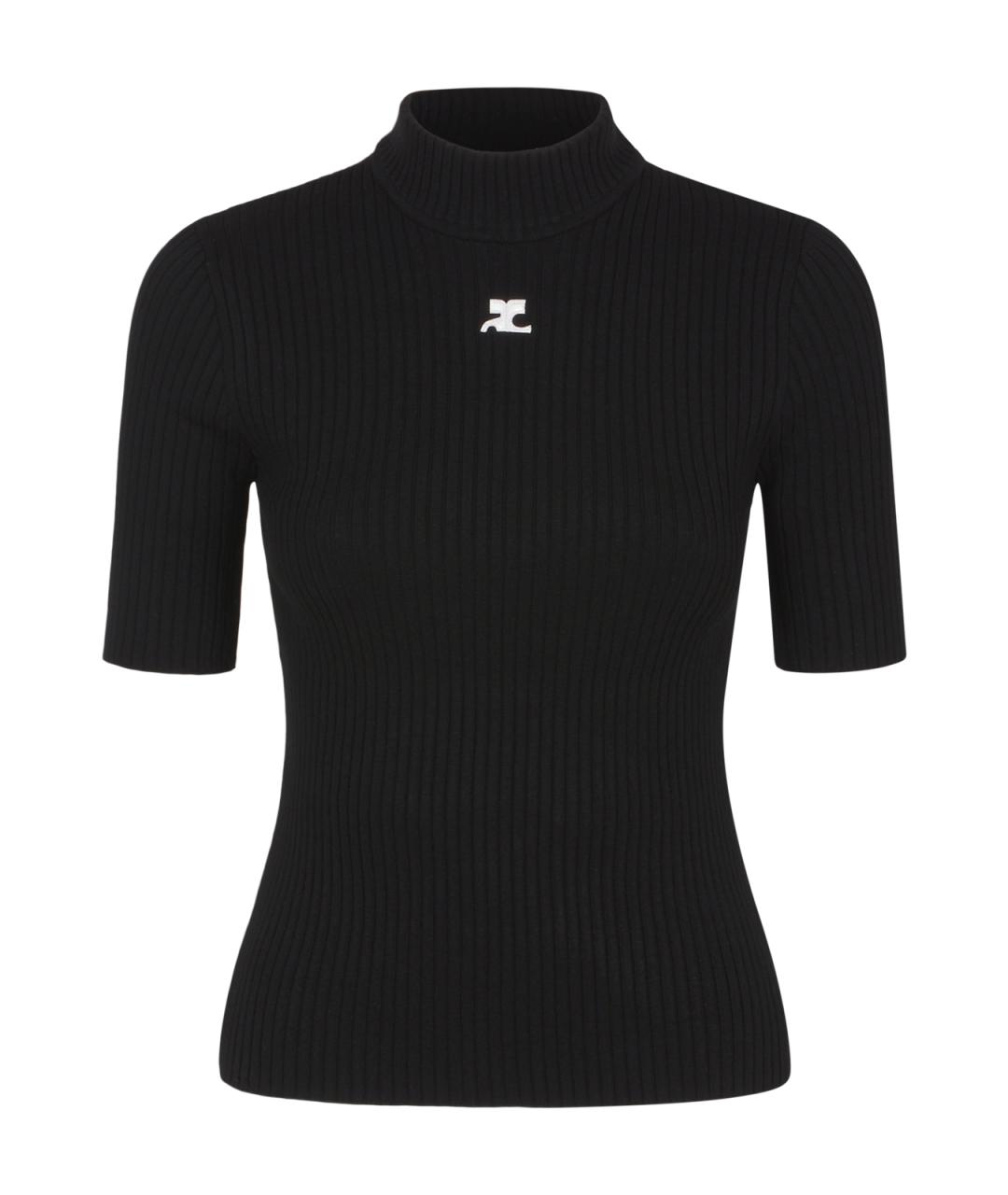 COURREGES Черная вискозная футболка, фото 1