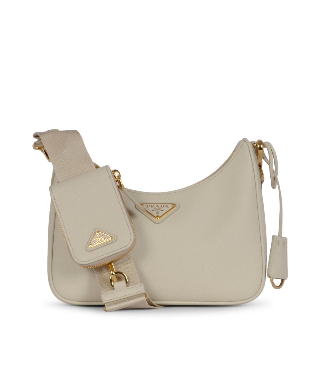 PRADA Бежевая кожаная сумка через плечо, фото 1