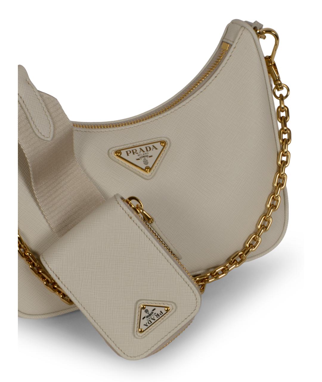 PRADA Бежевая кожаная сумка через плечо, фото 4