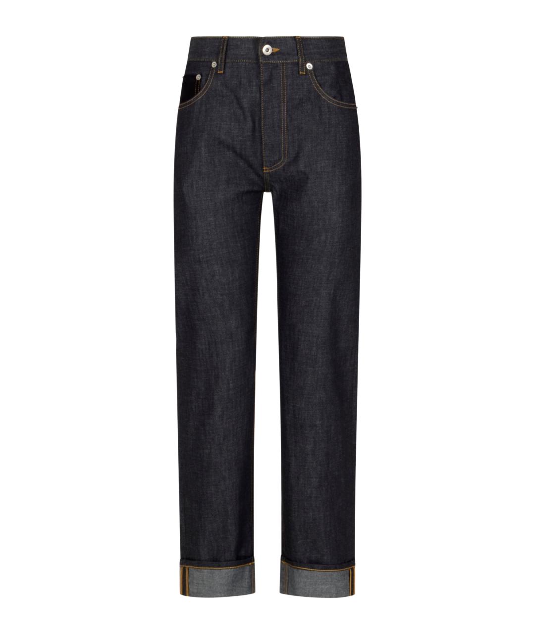 BOTTEGA VENETA Темно-синие хлопковые прямые джинсы, фото 1