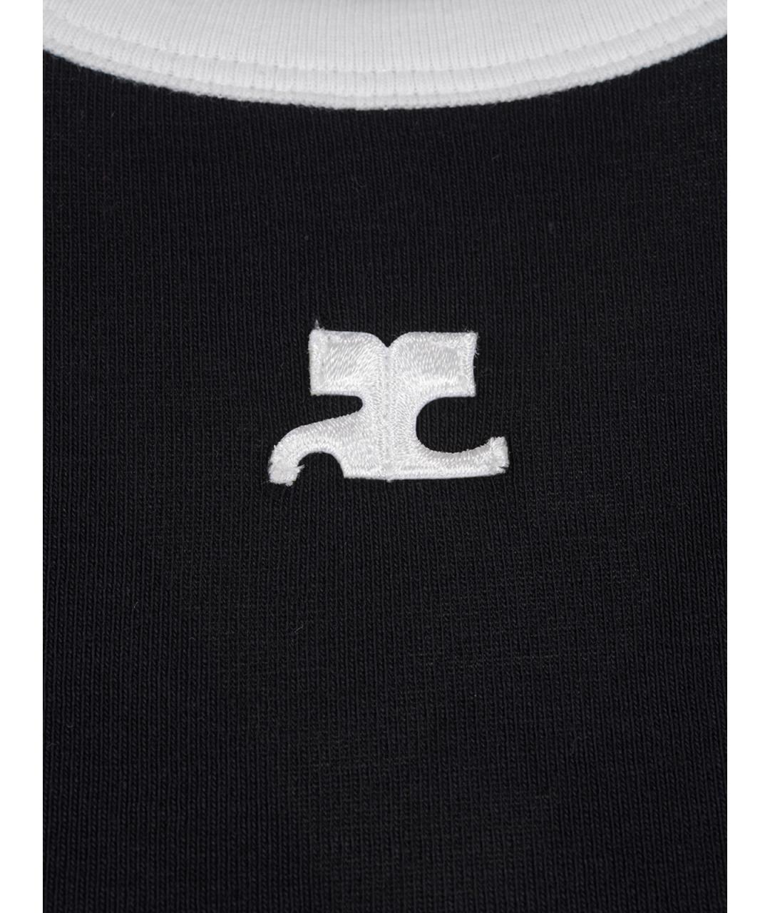 COURREGES Черная хлопковая футболка, фото 3