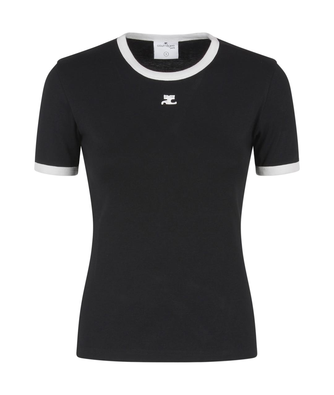 COURREGES Черная хлопковая футболка, фото 1
