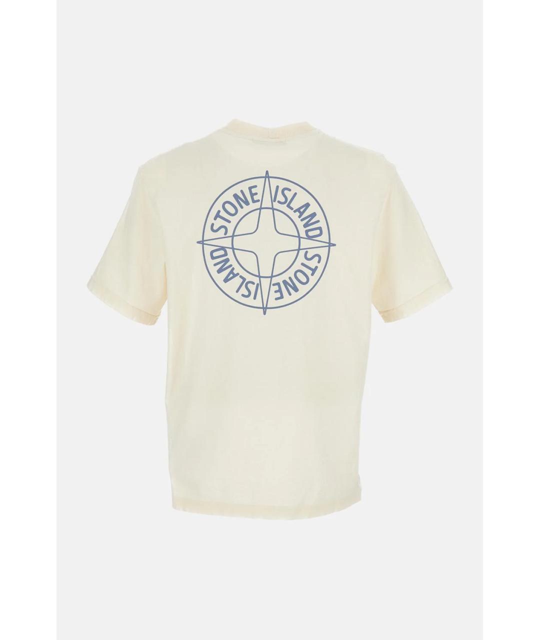 STONE ISLAND Бежевая хлопковая футболка, фото 2