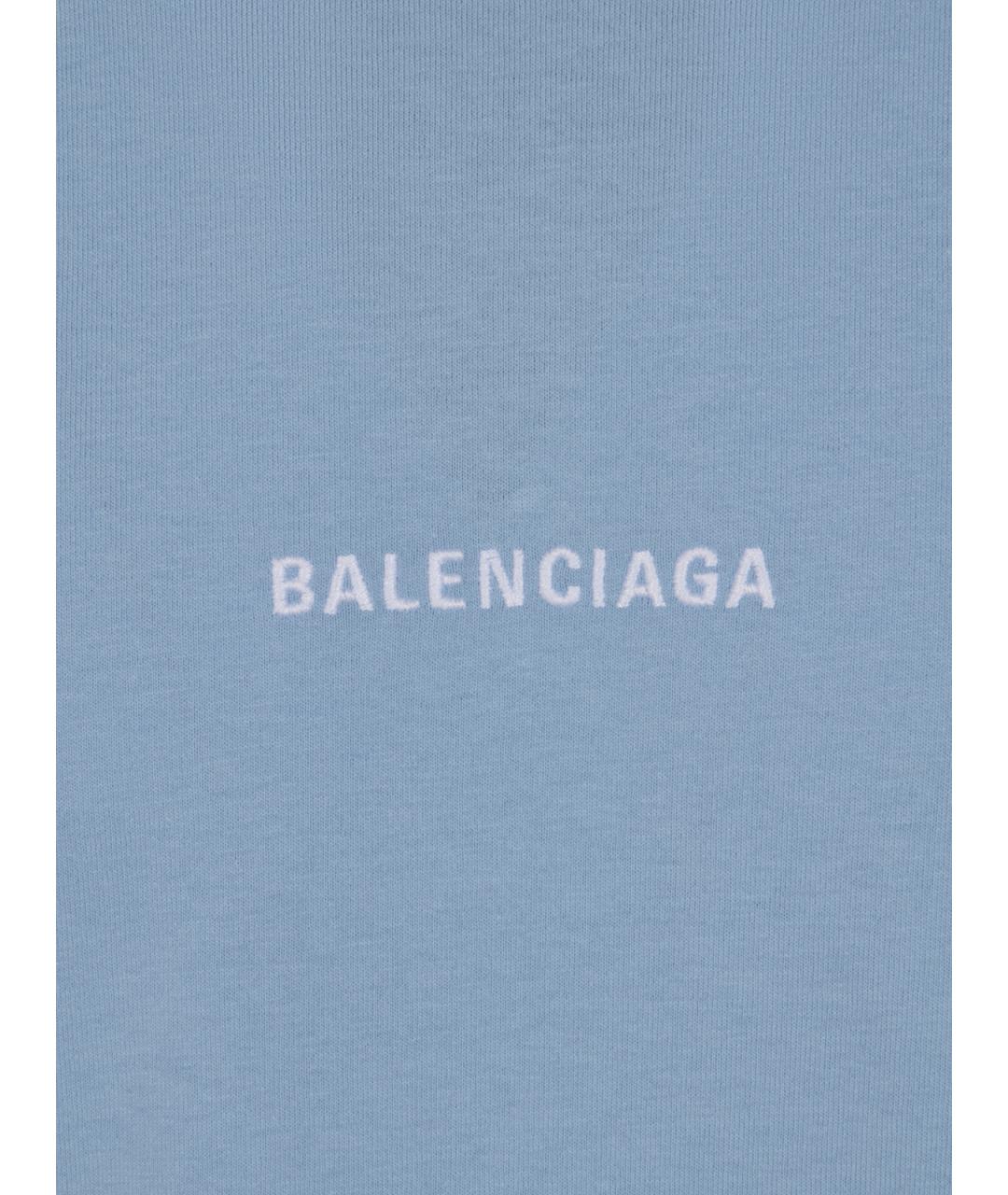 BALENCIAGA Голубая хлопковая футболка, фото 3