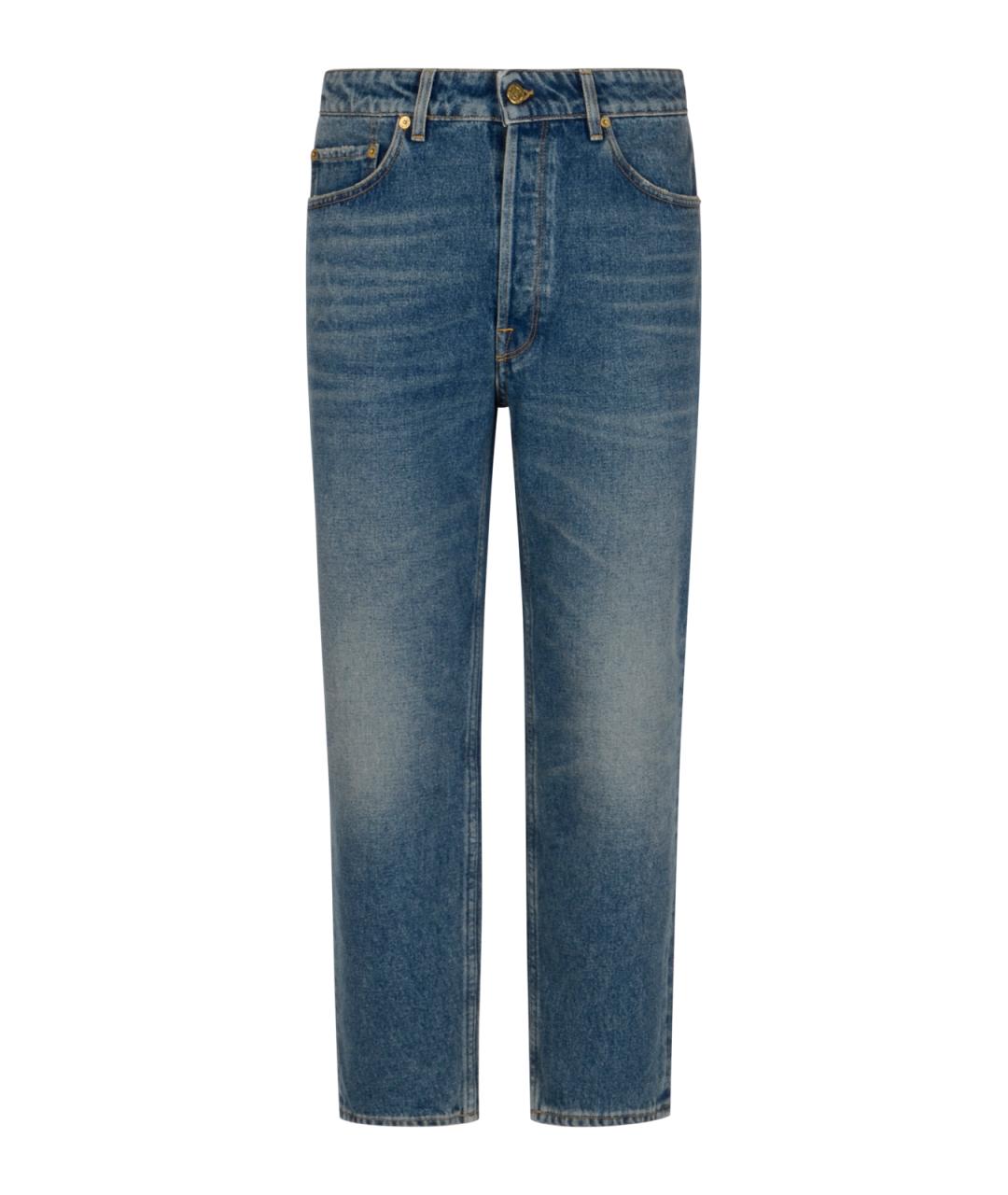 GOLDEN GOOSE DELUXE BRAND Синие хлопковые прямые джинсы, фото 1