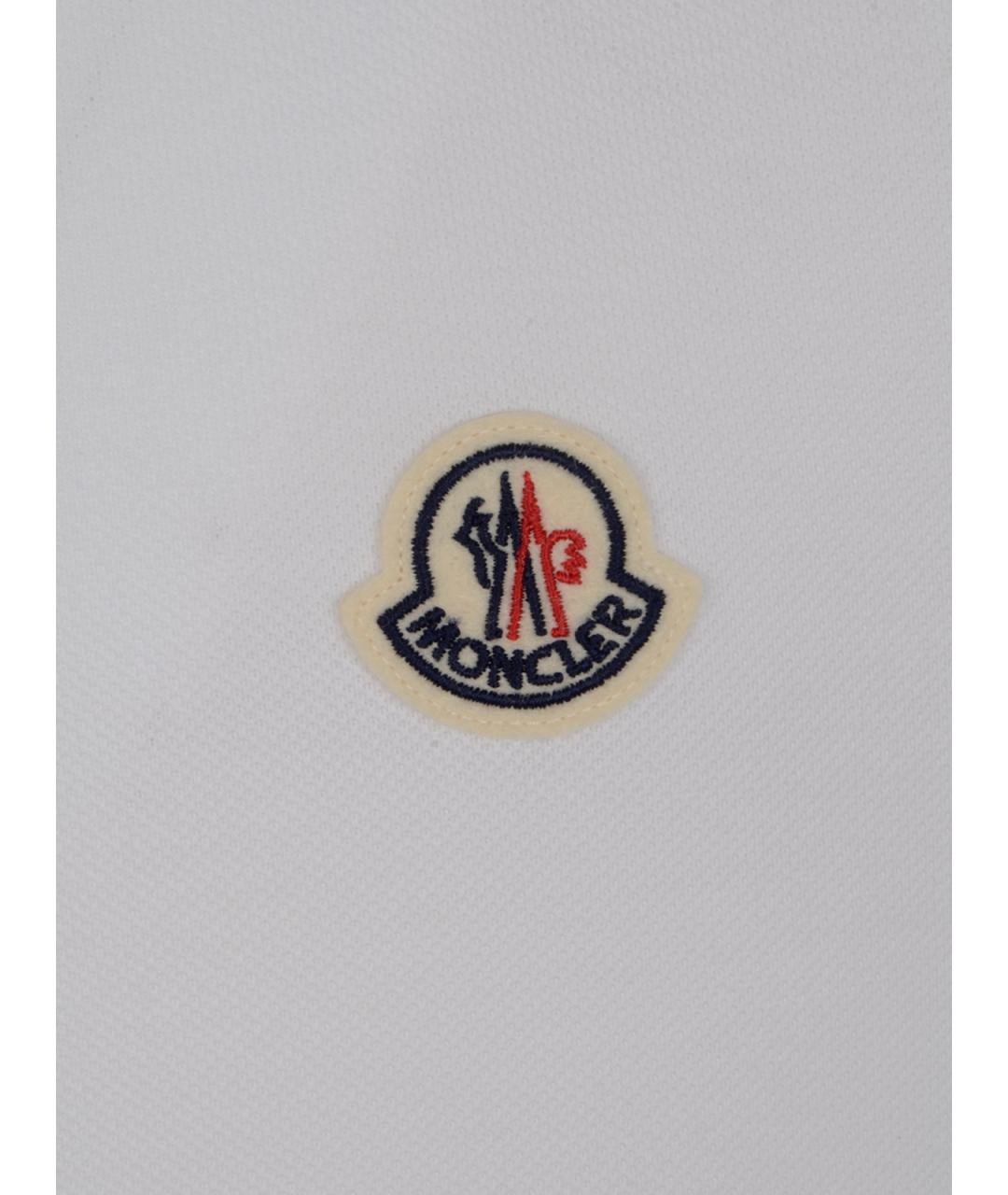 MONCLER Белое хлопковое поло с коротким рукавом, фото 3