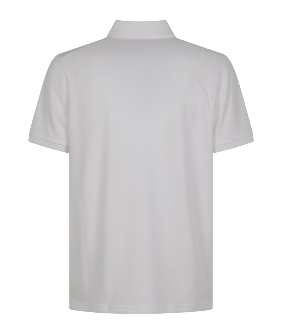 MONCLER Белое хлопковое поло с коротким рукавом, фото 2