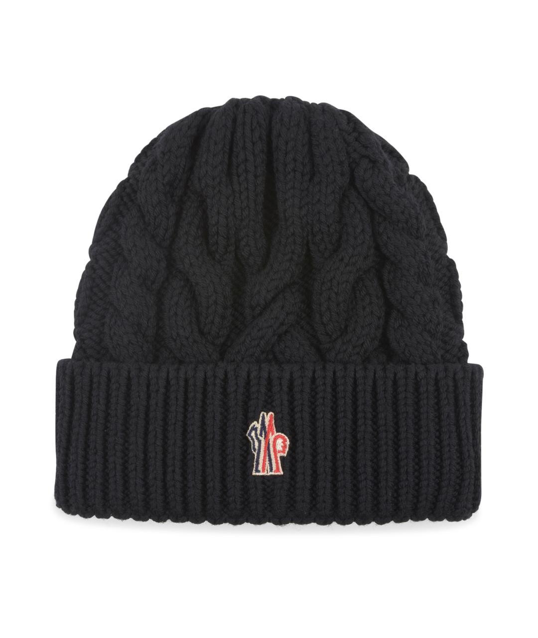 MONCLER GRENOBLE Черная шерстяная шапка, фото 1