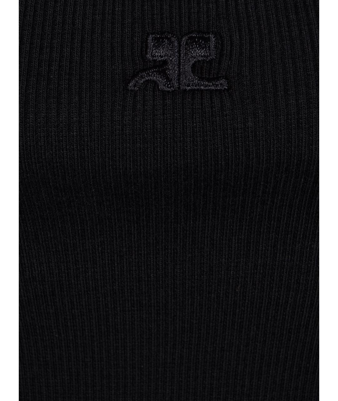 COURREGES Черная хлопко-эластановая майка, фото 3