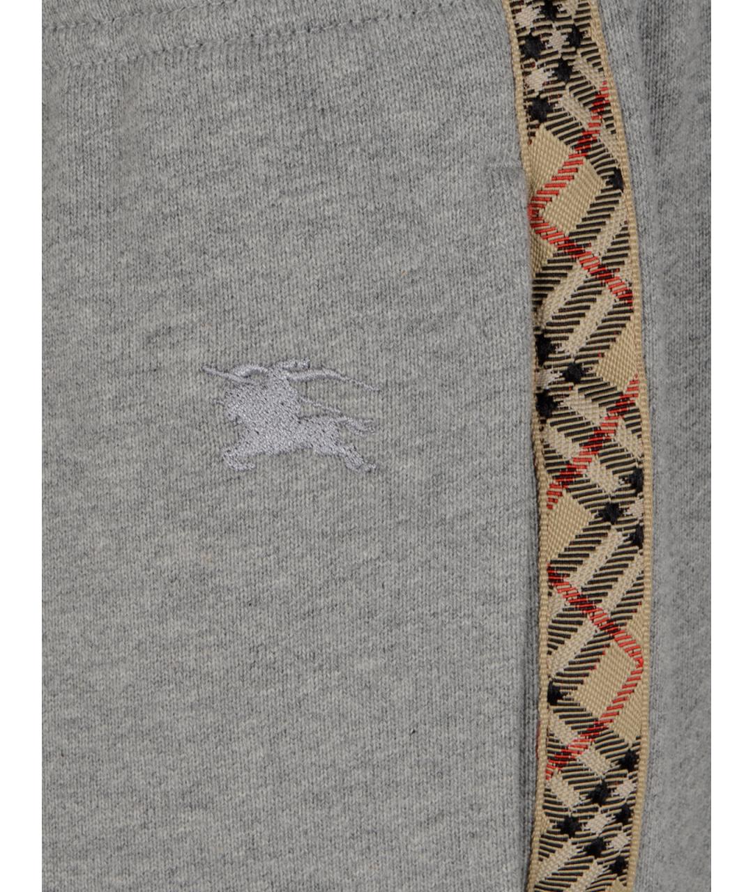 BURBERRY Серые хлопковые прямые брюки, фото 3