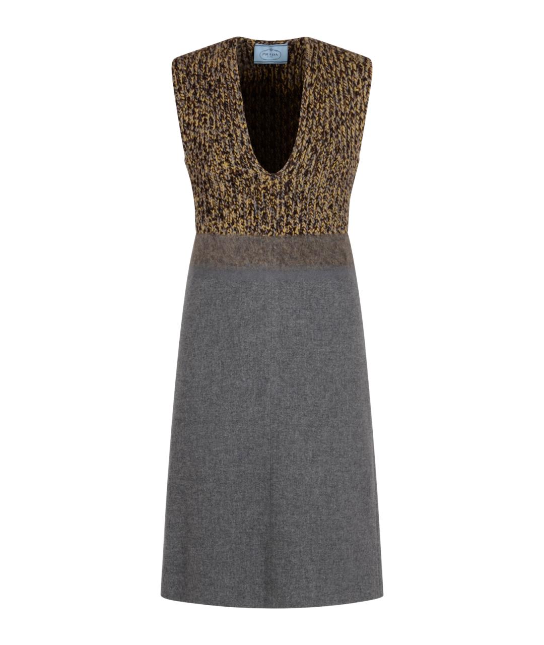 PRADA Серое шерстяное повседневное платье, фото 1