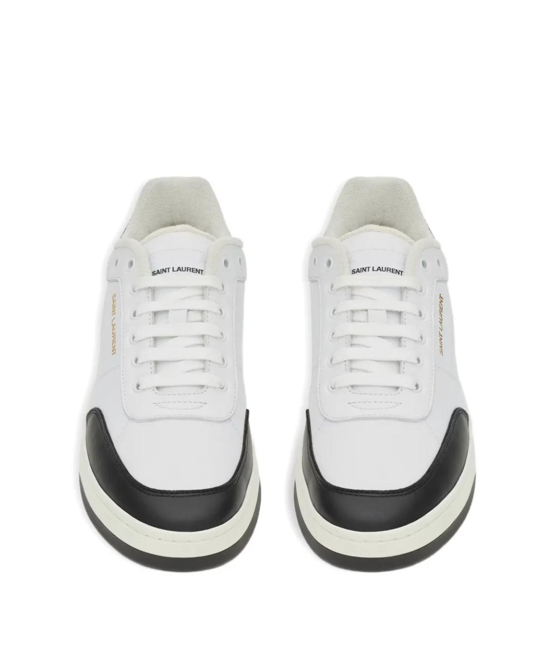 SAINT LAURENT Белые кожаные низкие кроссовки / кеды, фото 4