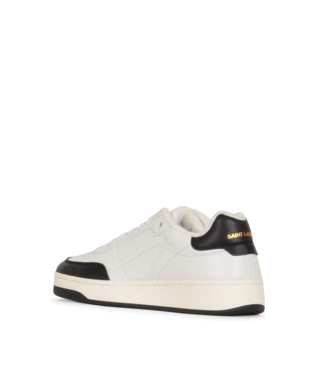 SAINT LAURENT Белые кожаные низкие кроссовки / кеды, фото 3
