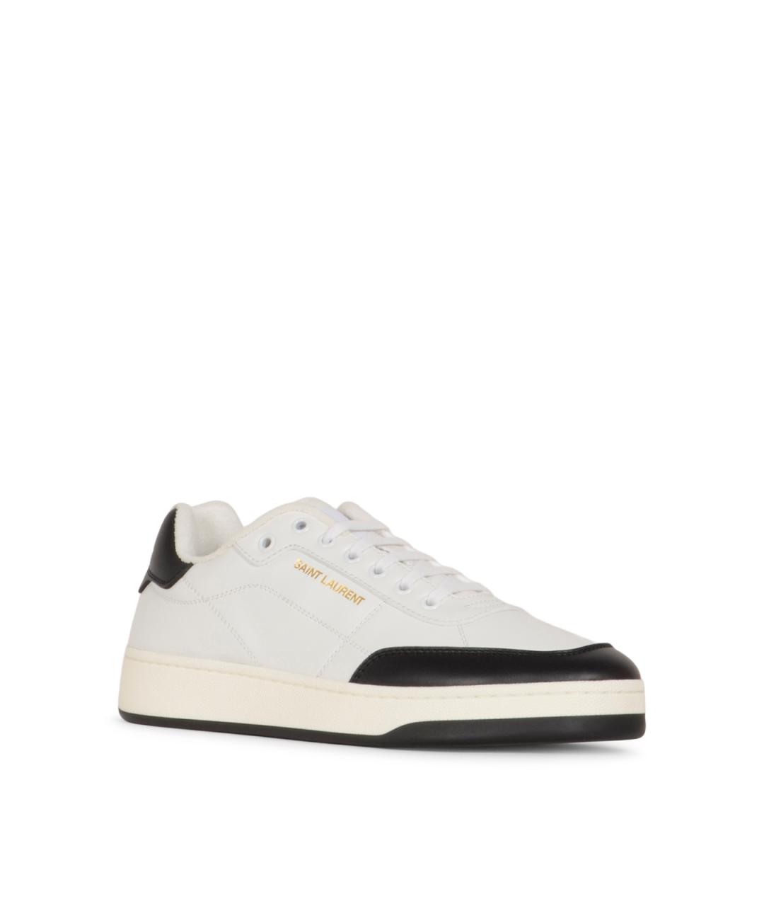 SAINT LAURENT Белые кожаные низкие кроссовки / кеды, фото 2