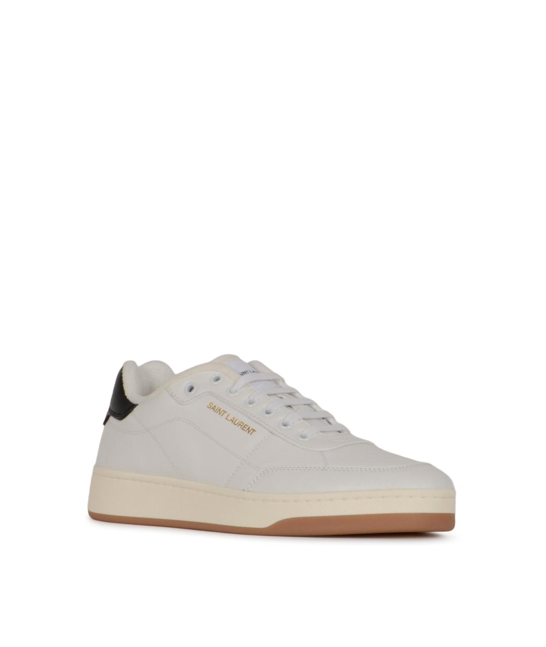 SAINT LAURENT Белые кожаные низкие кроссовки / кеды, фото 2