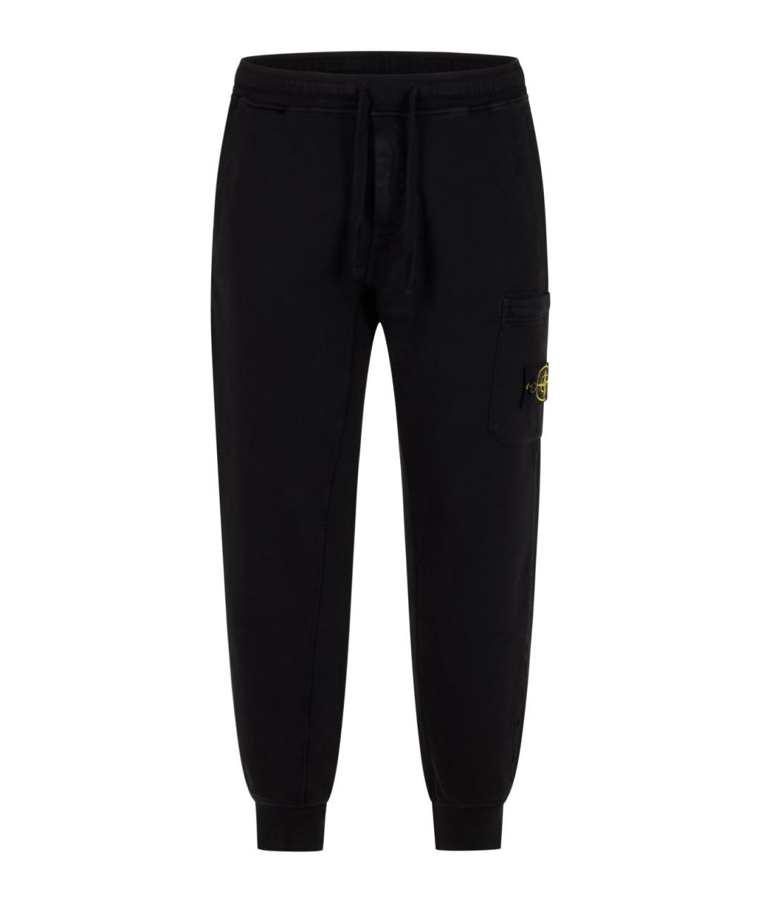 STONE ISLAND Черные хлопковые повседневные брюки, фото 1