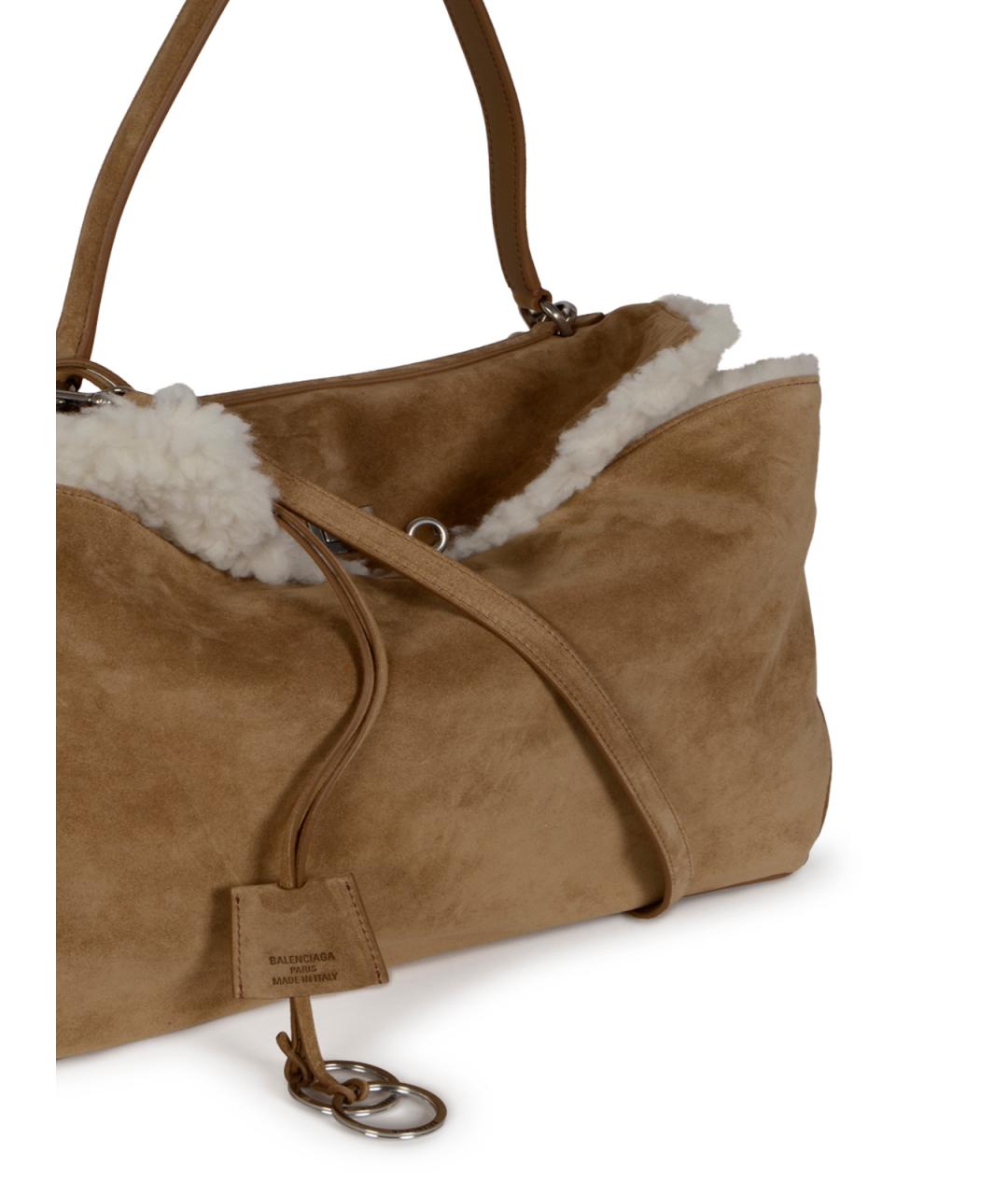 BALENCIAGA Бежевая замшевая сумка тоут, фото 4