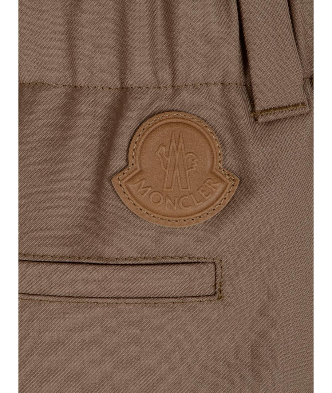 MONCLER Бежевые шерстяные прямые брюки, фото 3