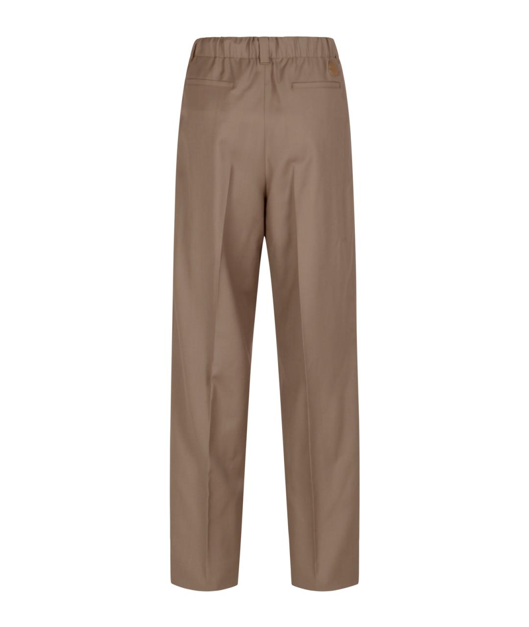 MONCLER Бежевые шерстяные прямые брюки, фото 2