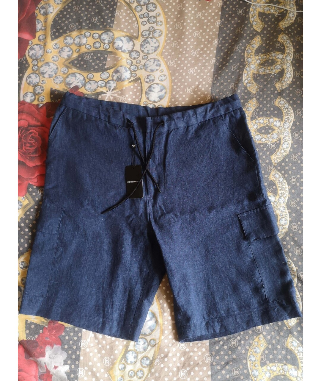 EMPORIO ARMANI Темно-синие хлопковые шорты, фото 7