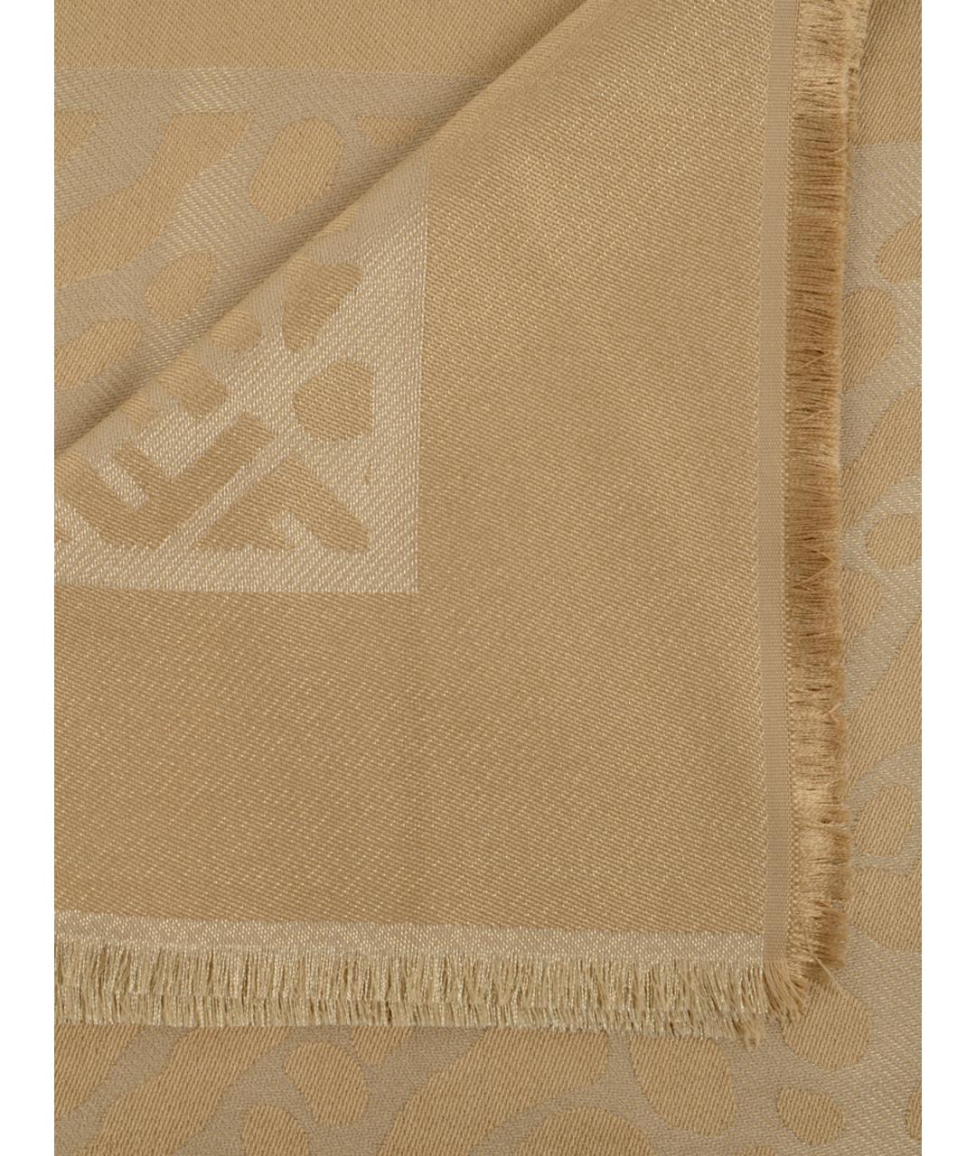 FENDI Бежевый шерстяной шарф, фото 2