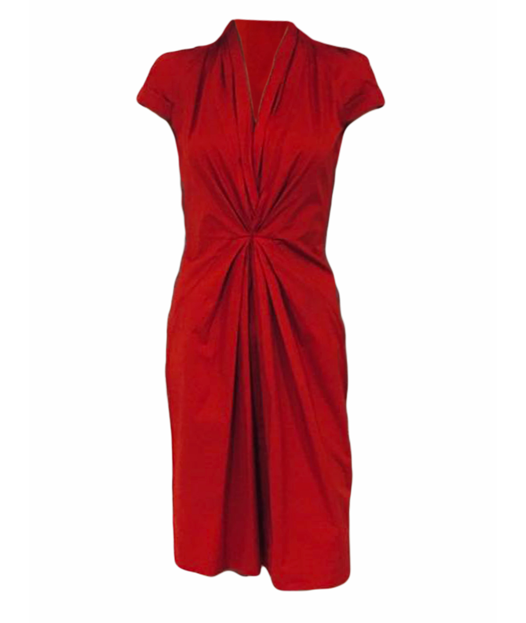 HUGO BOSS Красное хлопко-эластановое повседневное платье, фото 1