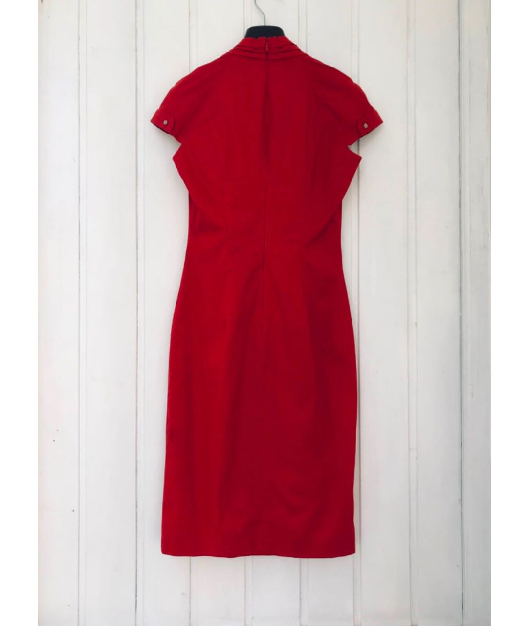 HUGO BOSS Красное хлопко-эластановое повседневное платье, фото 6