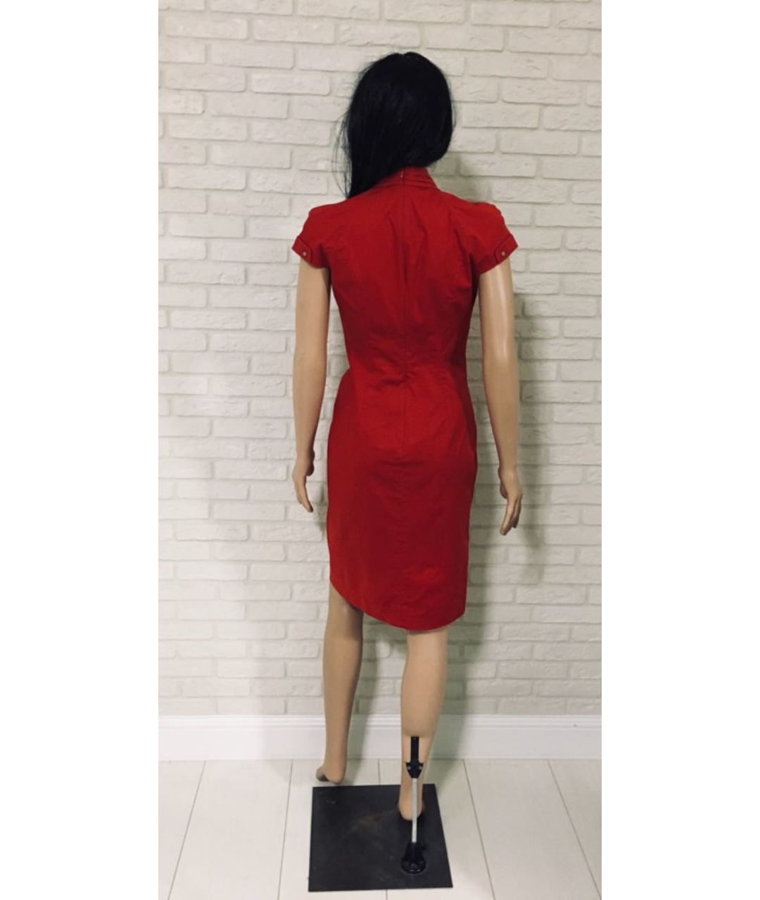 HUGO BOSS Красное хлопко-эластановое повседневное платье, фото 2