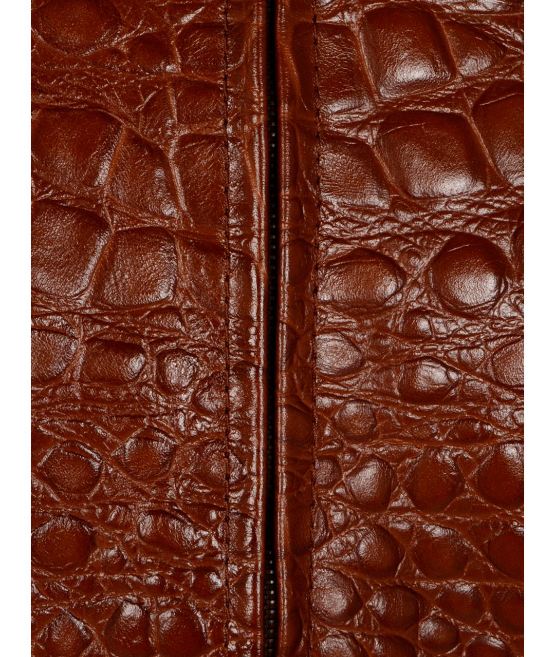 SAINT LAURENT Коричневая кожаная юбка миди, фото 3