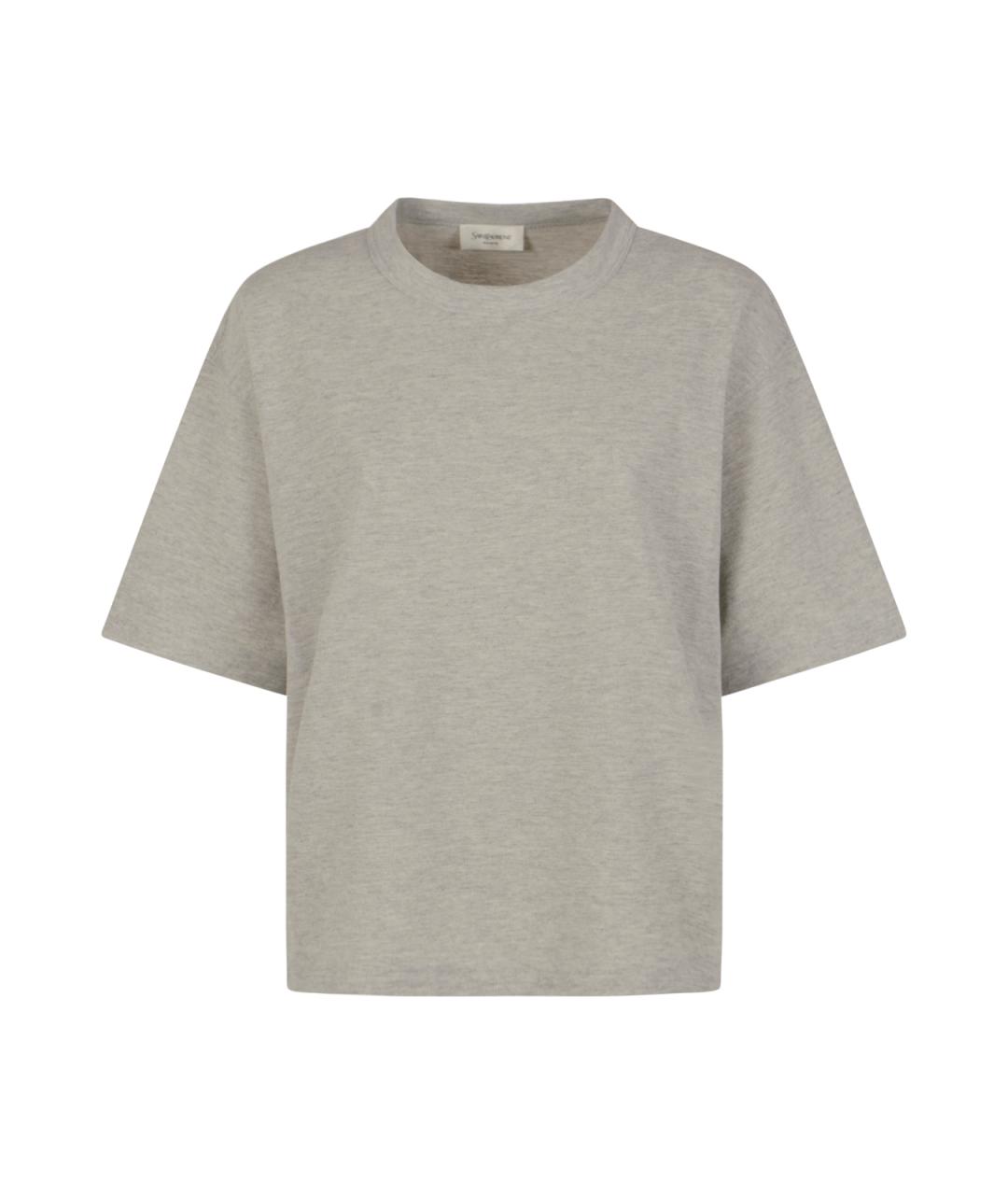 SAINT LAURENT Серая хлопковая футболка, фото 1