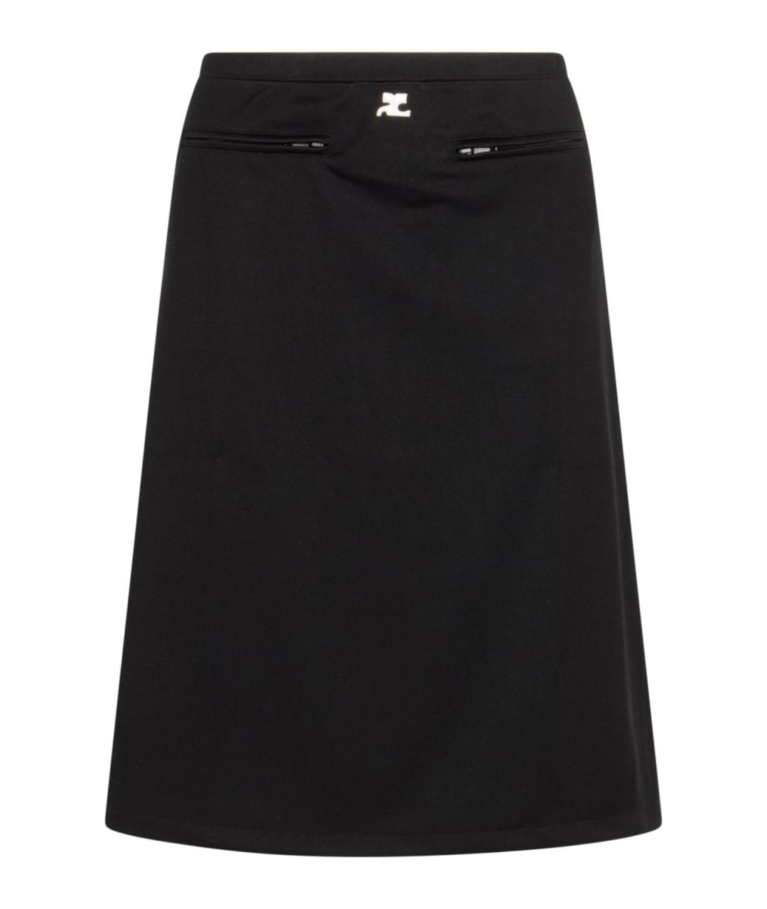 COURREGES Черная полиэстеровая юбка миди, фото 1