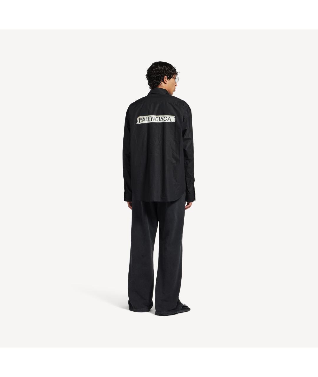 BALENCIAGA Черная хлопковая кэжуал рубашка, фото 6