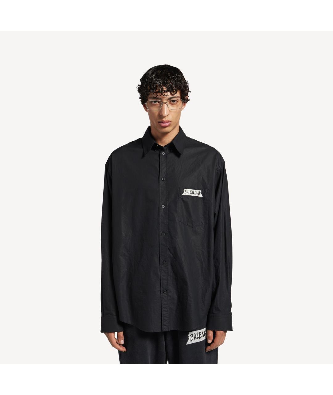 BALENCIAGA Черная хлопковая кэжуал рубашка, фото 7